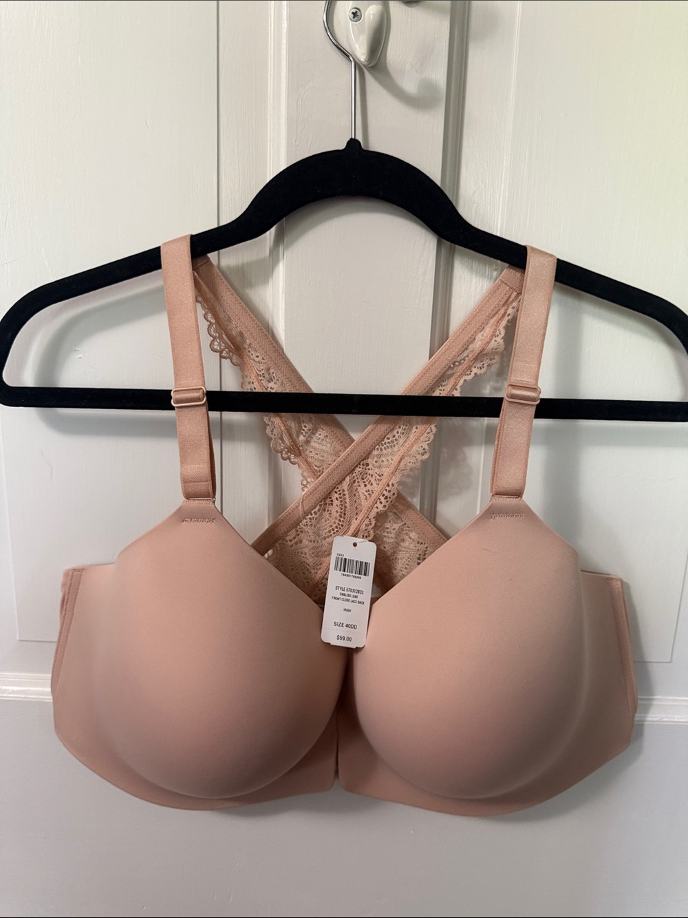 Soma Enbliss Luxe Front Close Blush Nude Lace-Back Push-Up Bra